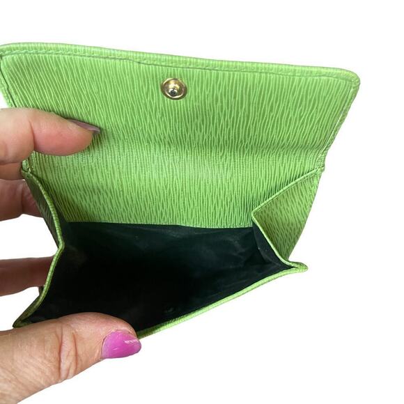 PICCHIONI Lime Green Leather Wallet w Gold-tone Clasp Closure - Picture 4 of 16